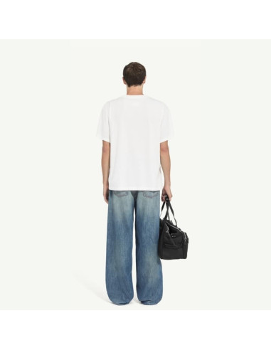 T-shirt imprimé Bibliothèque Blanc Homme MM6 présenté porté de dos｜Boutique Homme Toulouse