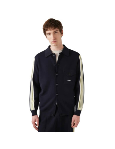 Chemise-Veste En Maille De Viscose Bleu Homme Autry présentée portée de face｜Magasin Homme Toulouse