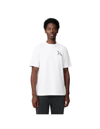 T-Shirt Micro Bee Bird Blanc Homme Axel Arigato présenté porté de face｜Boutique Homme Toulouse