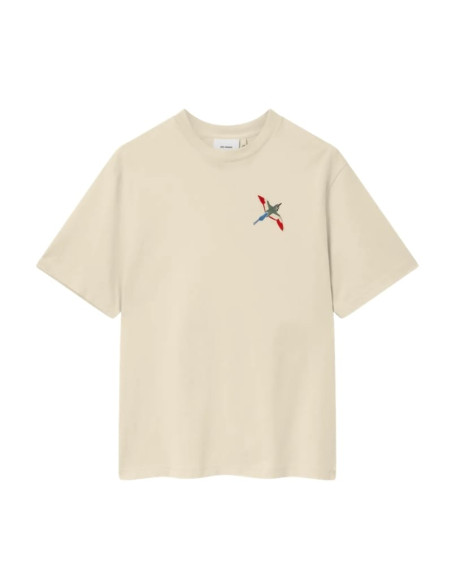 T-shirt Micro Bee Bird Beige Pâle Axel Arigato présenté de face｜Boutique Homme Toulouse