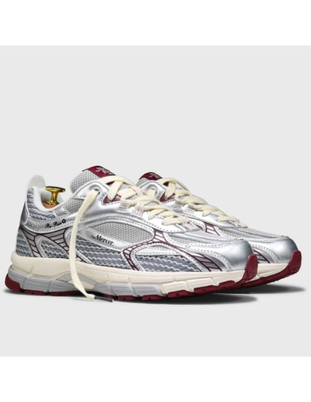 Sneakers The Re-Run Twin Mesh Gris/Rouge Homme The Mercer Brand présentées de face｜Magasin Homme Toulouse