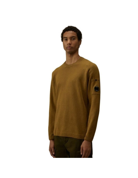 Pull Col Rond Coton Chenille Lens Dried Herb Homme C.P Company présenté porté de face｜Boutique Homme Toulouse