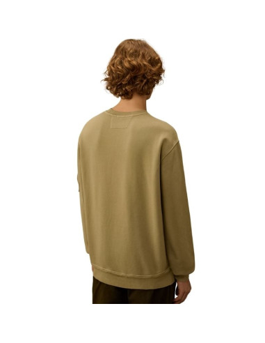 Sweat-shirt Cotton Diagonal Fleece Resist Dyed Crewneck Lens C.P Company présenté porté de dos｜Boutique Homme Toulouse