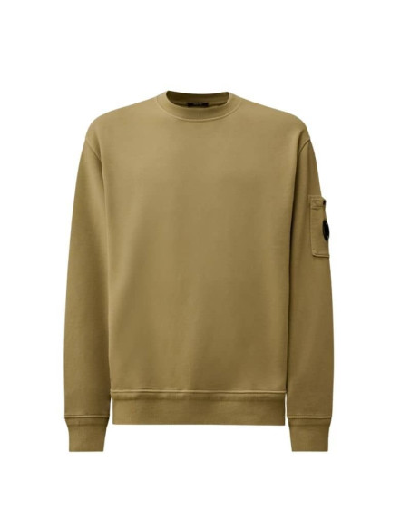 Sweat-shirt Cotton Diagonal Fleece Resist Dyed Crewneck Lens C.P Company présenté de face｜Boutique Homme Toulouse
