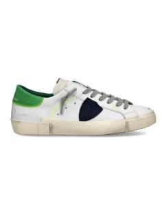 Sneaker Prsx Blanc Vert et Bleu Homme Philippe Model présentée portée de profil｜Magasin Homme Toulouse