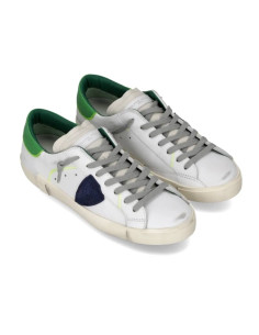 Sneaker Prsx Blanc Vert et Bleu Homme Philippe Model présentée portée de profil｜Magasin Homme Toulouse 2