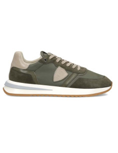 Sneaker Tropez 2.1 Vert Militaire et Gris Anthracite Homme Philippe Model présentée portée de profil｜Magasin Homme Toulouse
