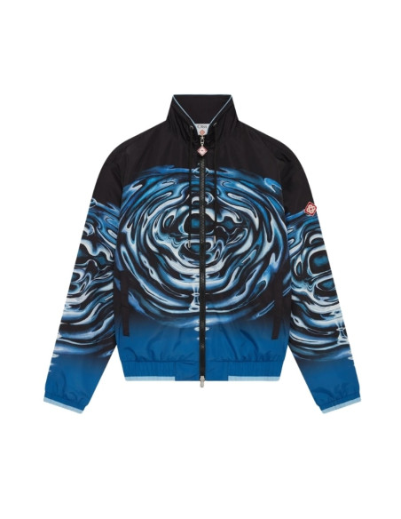Veste coupe-vent Warped Logo Ripple Noir et Bleu Homme Casablanca présentée de face｜Magasin Homme Toulouse