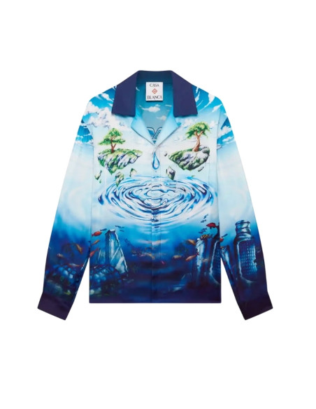 Chemise Lost Atlantis Bleue Homme Casablanca présentée de face｜Magasin Homme Toulouse