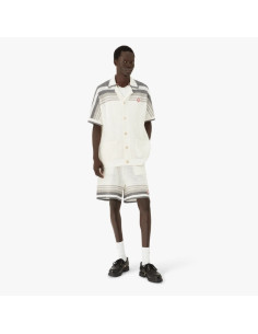 Chemise de tennis en crochet Blanc et Gris Homme Casablanca présentée portée de face｜Magasin Homme Toulouse