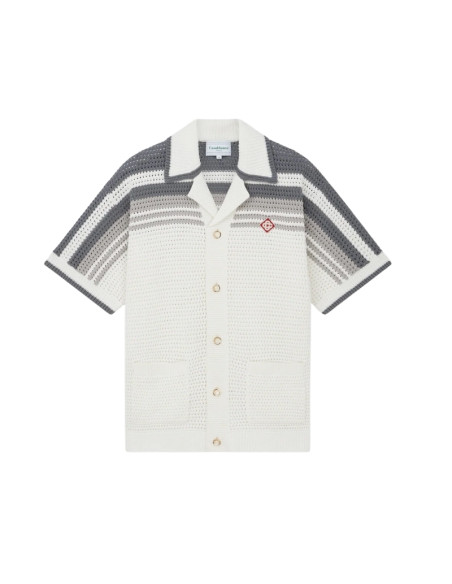 Chemise de tennis en crochet Blanc et Gris Homme Casablanca présentée de face｜Magasin Homme Toulouse