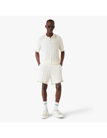 Short en tissu bouclé Tennis Blanc Homme Casablanca présenté porté de face｜Boutique Homme Toulouse
