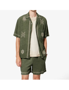Chemise Zekim Kaki Clair Homme Marant présentée portée de face｜Magasin Homme Toulouse