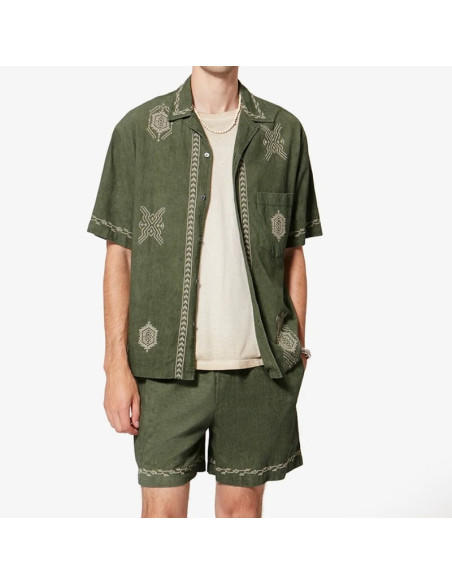 Chemise Zekim Kaki Clair Homme Marant présentée portée de face｜Magasin Homme Toulouse