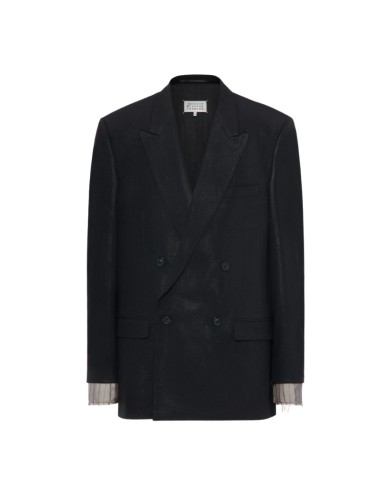 Blazer en laine Foiled Noir Homme Margiela présenté de face｜Boutique Homme Toulouse