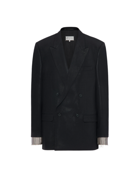 Blazer en laine Foiled Noir Homme Margiela présenté de face｜Boutique Homme Toulouse