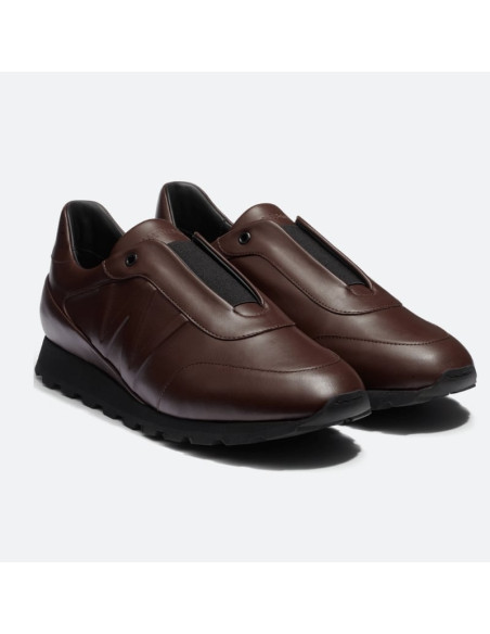 Basket On My Way Racing Marron Homme J.M Weston présentée de face｜Magasin Homme Toulouse