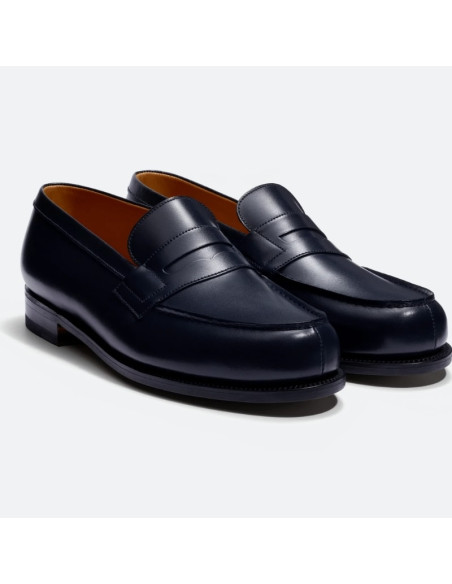 Chaussure De Ville Mocassin 180 Box Bleu Homme J.M Weston présentée de face｜Magasin Homme Toulouse