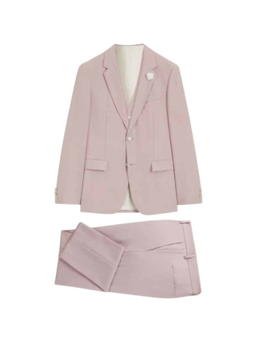 Costume Trois Pièces Slim Fit Rose Clair Homme Boss présenté porté de face｜Boutique Homme Toulouse
