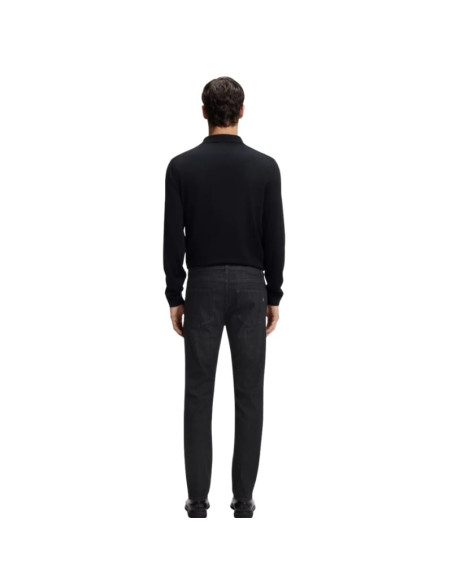 Jean Slim Delaware Denim Gris Noir Homme Boss présenté porté de dos｜Boutique Homme Toulouse