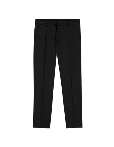 Pantalon Coupe Fuselée En Lin Mélangé Noir Homme BOSS présenté de face｜Boutique Homme Toulouse