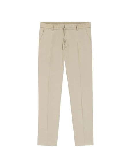Pantalon Coupe Fuselée En Lin Mélangé Beige Clair Homme Boss présenté de face｜Boutique Homme Toulouse
