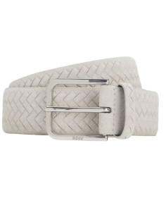 Ceinture En Cuir Suédé Tressé Blanc Homme Boss présenté porté de face｜Boutique Homme Toulouse 2