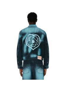 Veste Trucker Oversize 'KENZO Boke Heart' Glacier Homme Kenzo présentée portée de face｜Magasin Homme Toulouse 2