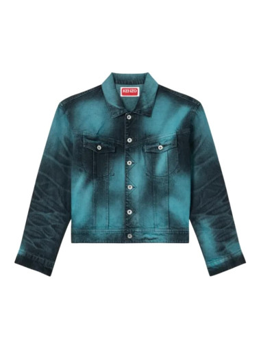Veste Trucker Oversize 'KENZO Boke Heart' Glacier Homme Kenzo présentée de face｜Magasin Homme Toulouse