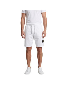Short de Jogging Coton Blanc Homme Stone Island présenté porté de face｜Boutique Homme Toulouse