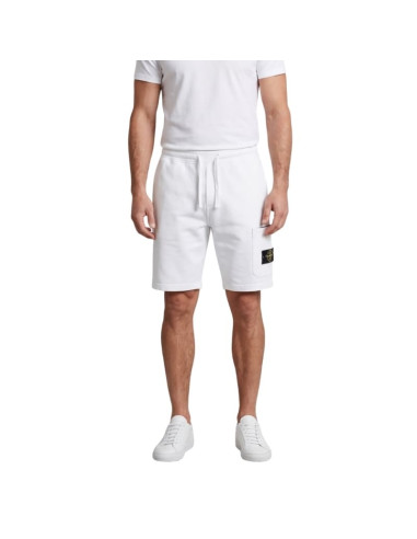 Short de Jogging Coton Blanc Homme Stone Island présenté porté de face｜Boutique Homme Toulouse