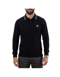 Polo Coton Bio Extensible Noir Homme Stone Island présenté porté de face｜Boutique Homme Toulouse