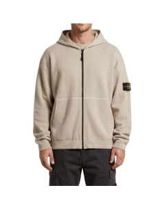 Pull Zippé À Capuche Organic Cotton Nylon Désert Homme Stone Island présentée portée de face｜Magasin Homme Toulouse