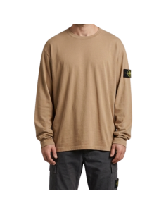 Pull Coton Bio & Nylon Desert Sand Homme Stone Island présenté porté de face｜Boutique Homme Toulouse