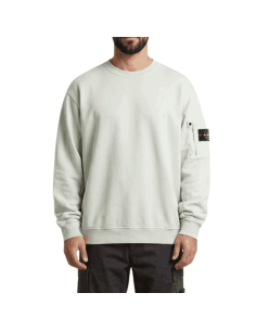 Sweat-shirt Ras-du-cou Cotton Fleece sauge Stone Island présenté porté de face｜Boutique Homme Toulouse