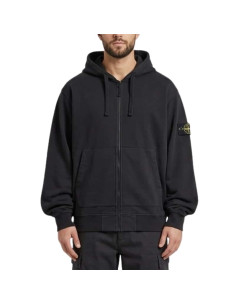 Sweat-Shirt Zippé À Capuche Noir Homme Stone Island présentée portée de face｜Magasin Homme Toulouse