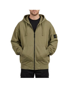 Sweat-Shirt Zippé À Capuche Vert Militaire Homme Stone Island présenté porté de face｜Boutique Homme Toulouse