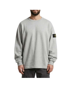 Sweat-Shirt Mélange Fleece Gris Homme Stone Island présenté porté de face｜Boutique Homme Toulouse