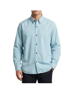 Chemise Confort En Oxford De Coton Bio Bleu Homme Stone Island présentée portée de face｜Magasin Homme Toulouse