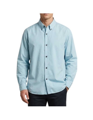 Chemise Confort En Oxford De Coton Bio Bleu Homme Stone Island présentée portée de face｜Magasin Homme Toulouse