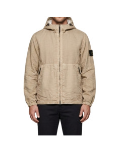 Veste À Capuche En Tissu Nylon Panama Beige Homme Stone Island présentée portée de face｜Magasin Homme Toulouse