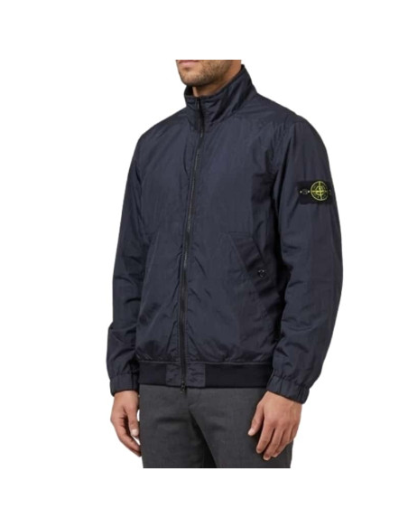 Veste À Col Montant Nylon Navy Homme Stone Island présentée portée de profil｜Magasin Homme Toulouse