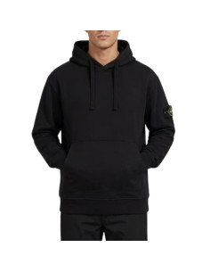 Sweat-shirt à capuche Organic Cotton Fleece Noir Homme Stone Island présenté porté de face｜Boutique Homme Toulouse
