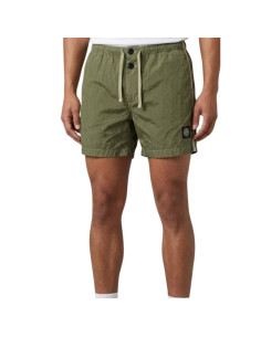Short De Bain Court Nylon Metal Vert Militaire Homme Stone Island présenté porté de face｜Boutique Homme Toulouse