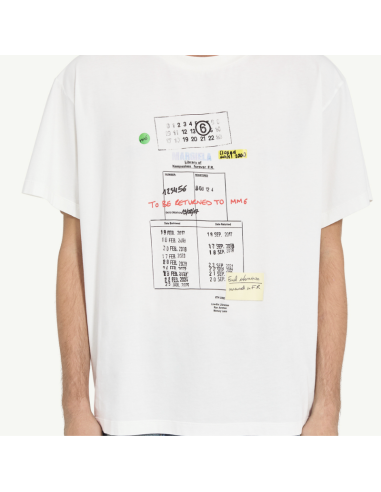T-shirt imprimé Bibliothèque Blanc Homme MM6 présenté de face｜Boutique Homme Toulouse