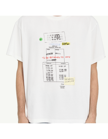 T-shirt imprimé Bibliothèque Blanc Homme MM6 présenté de face｜Boutique Homme Toulouse