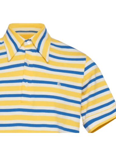 Polo Rayé À Manches Courtes Multicolore Homme MM6 présenté porté de face avec logo｜Boutique Homme Toulouse
