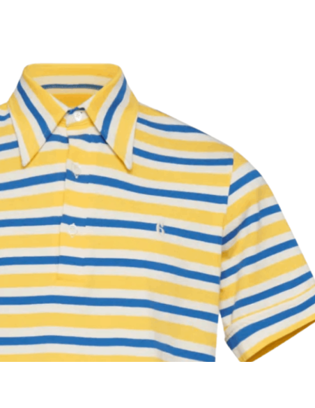 Polo Rayé À Manches Courtes Multicolore Homme MM6 présenté porté de face avec logo｜Boutique Homme Toulouse