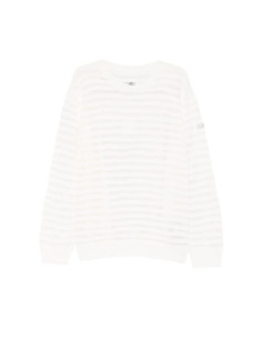 Pull Col RAS Du Cou Blanc Homme MM6 présenté porté de face｜Boutique Homme Toulouse