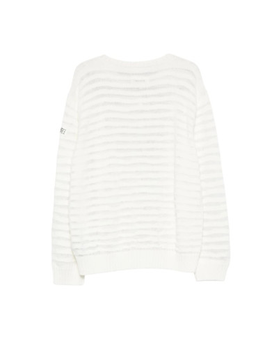 Pull Col RAS Du Cou Blanc Homme MM6 présenté porté de dos｜Boutique Homme Toulouse